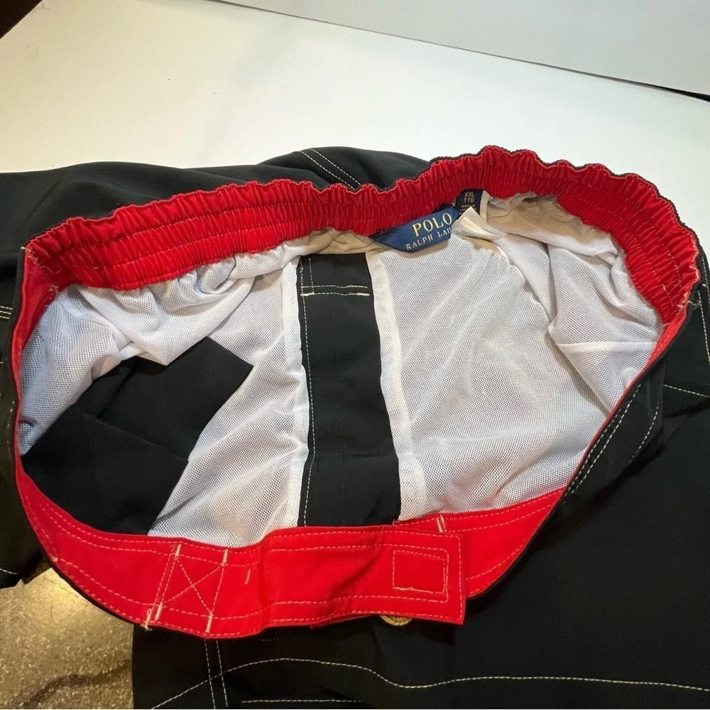 Polo Ralph Lauren Men’s XXL Swim Trunks Logo On Front Plus Size Black & Red